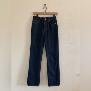 Reformation Dark Wash Cynthia High Rise Straight Jeans Womens Size 25 Button Fly